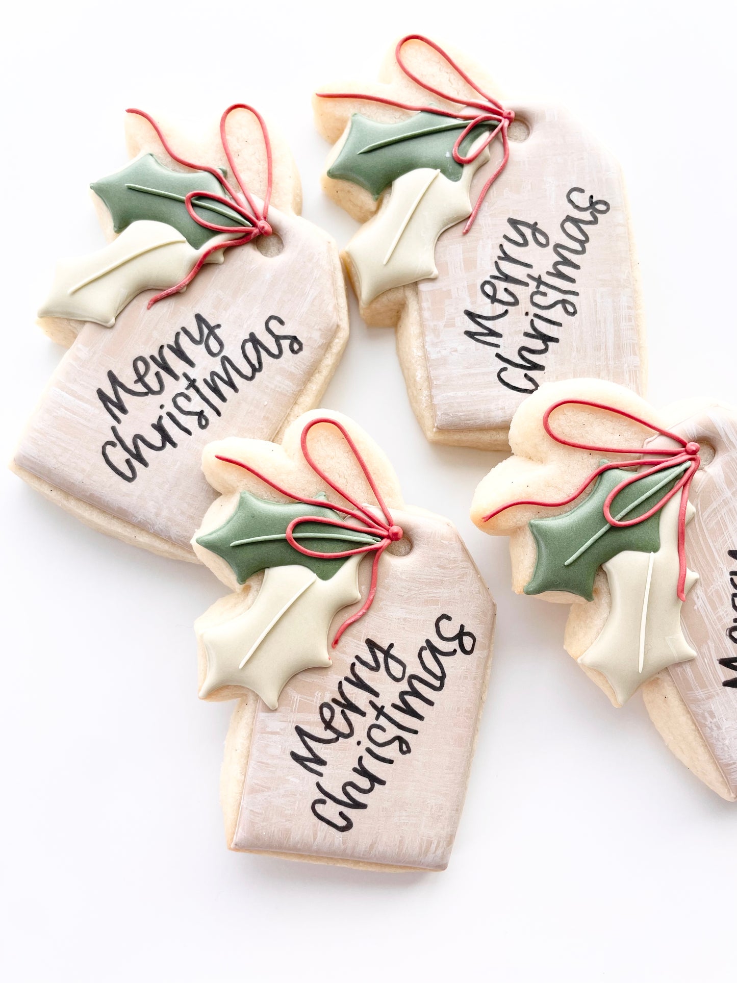 Tag with Holly Leaves and Bow Cookie Cutter