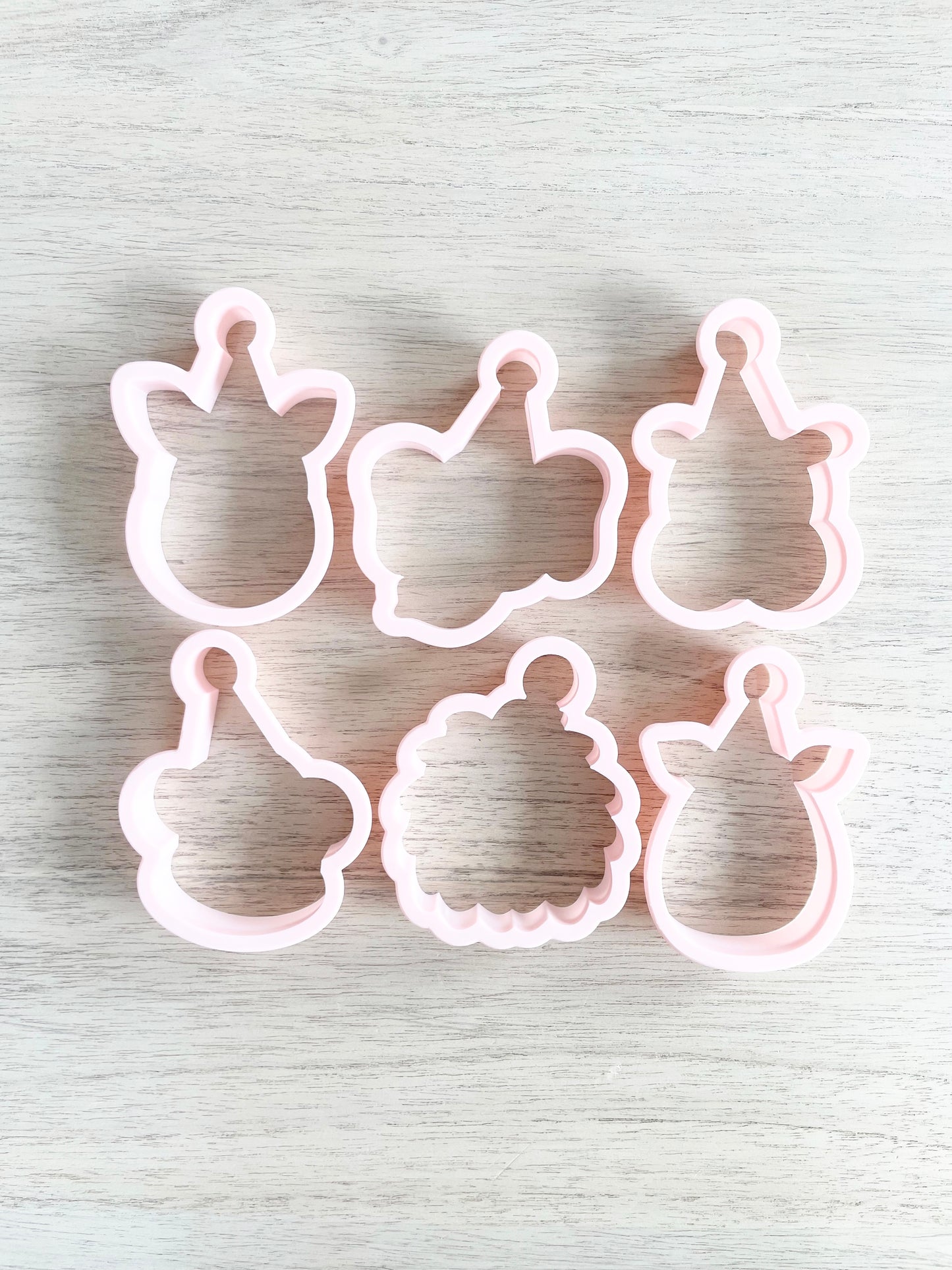 Giraffe, Elephant, Hippo, Monkey, Lion, or Zebra with Party Hats Cookie Cutters