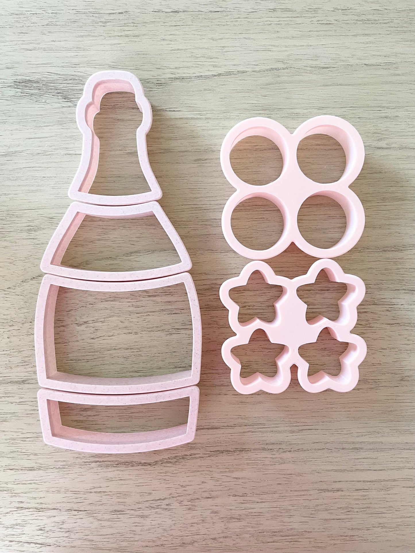 4 Piece Champagne Bottle Set with Star and Circle (bubble) Multi-Cutter Cookie Cutters