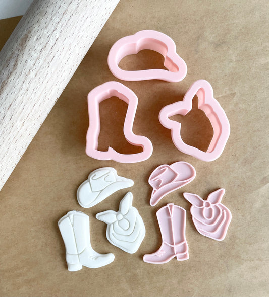 Western Mini Cowboy Hat, Cowboy Boot, or Bandana Debosser Cookie Cutter Set