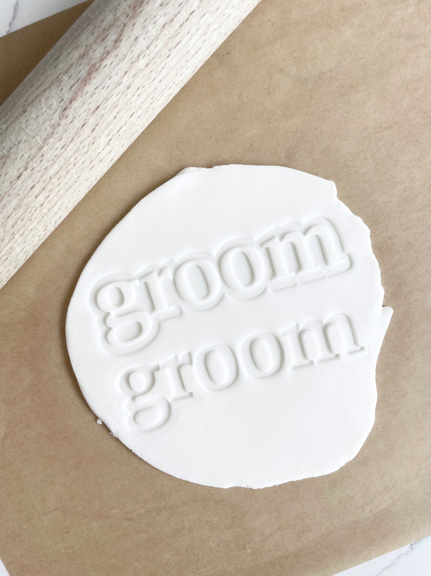 Bride and Groom Font Embosser or Debosser and Cookie Cutter Set