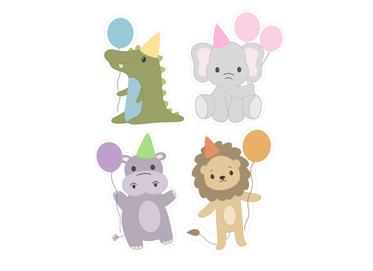 Alligator, Elephant, Hippo, or Lion with Balloons Cookie Cutters