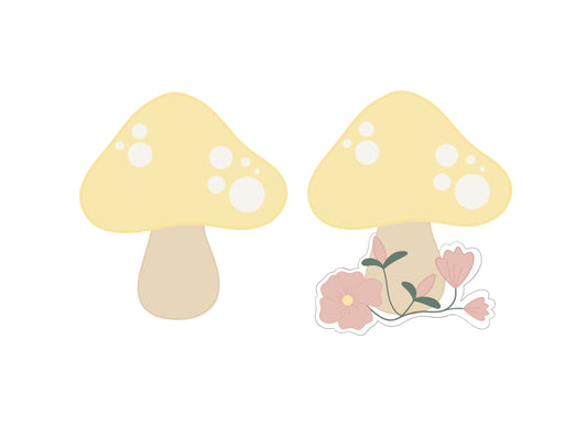 Yellow Mushroom or Yellow Mushroom with Flowers Cookie Cutters
