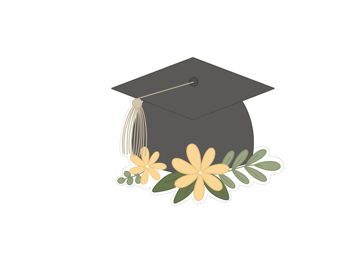 Grad Cap with Flowers 2 Cookie Cutter