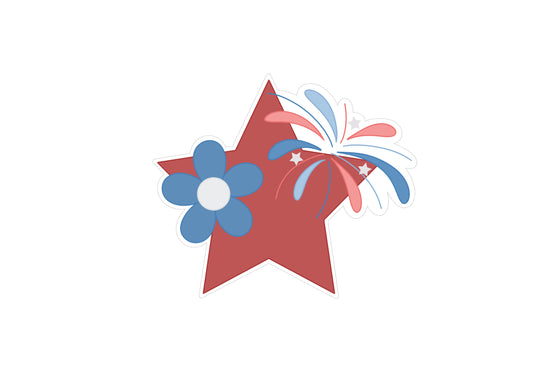 Star with Flower and Firework Cookie Cutter