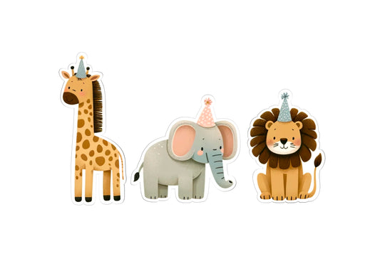 Giraffe, Elephant, or Lion with Party Hats Cookie Cutter