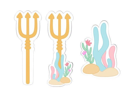 Mermaid Trident, Trident with Sea Elements, or Sea Elements Cookie Cutters