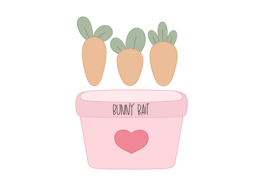 Bunny Bait Carton with Mini Carrots Cookie Cutters