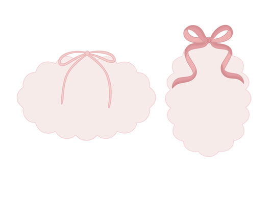 Scalloped Oval with Bow 1 or Scalloped Oval with Bow 2 Cookie Cutters