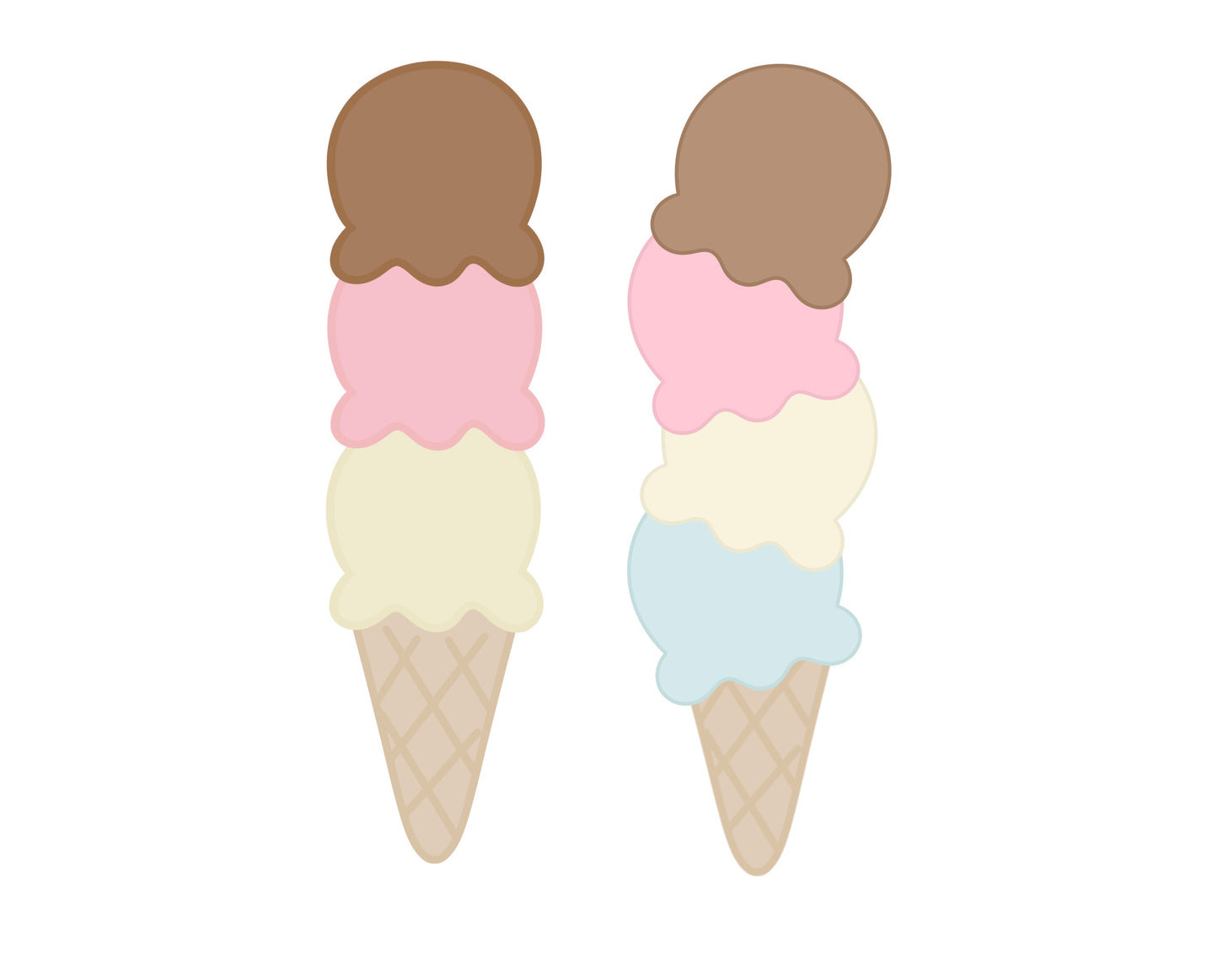 3 Scoop Ice Cream Cone or 4 Scoop Ice Cream Cone Cookie Cutters