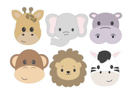 Giraffe, Elephant, Hippo, Monkey, Lion, or Zebra Faces Cookie Cutter