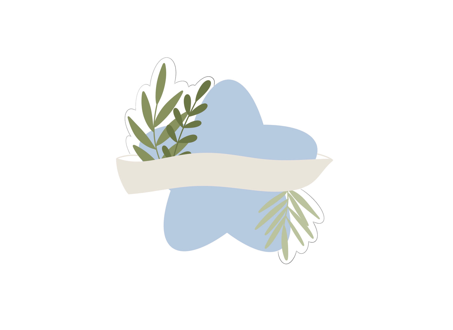 Star with Banner with Greenery Cookie Cutter