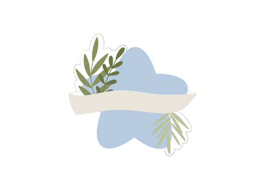 Star with Banner with Greenery Cookie Cutter