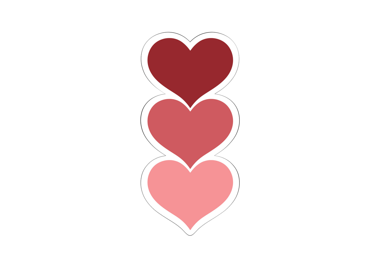 3 Hearts Tall Cookie Cutter
