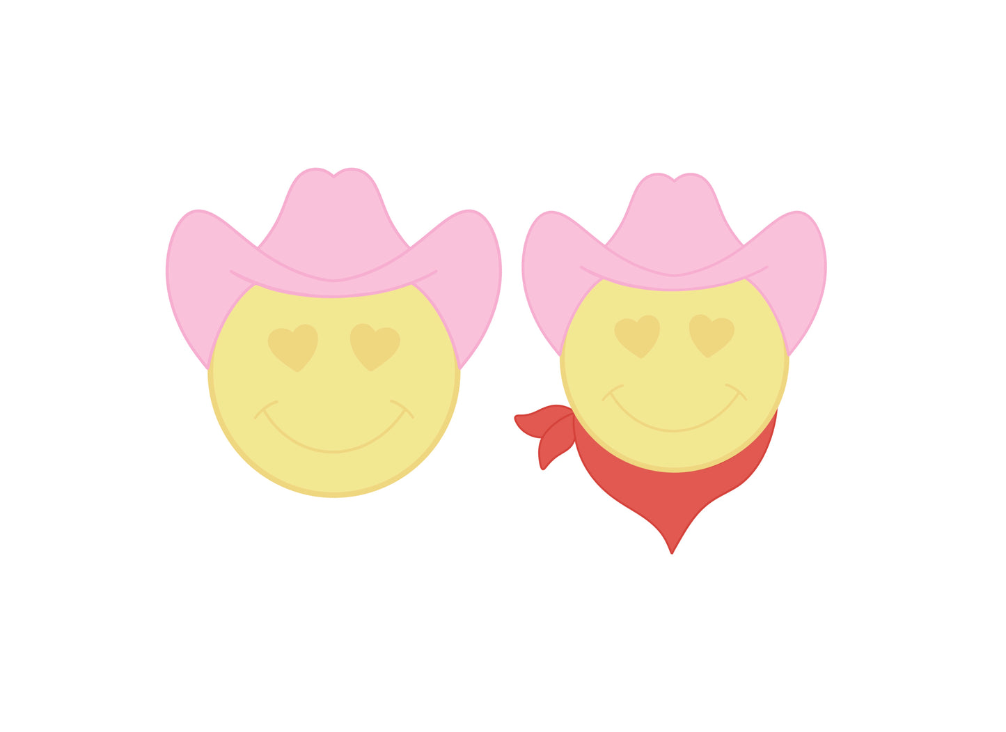 Smiley Face with Cowboy Hat with or without Bandana Cookie Cutter