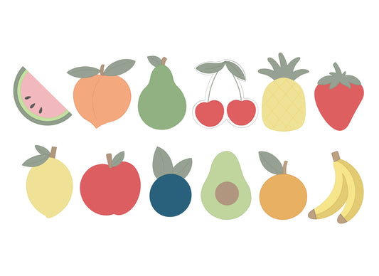 Fruit Cookie Cutters, Watermelon, Peach, Pear, Cherry, Pineapple, Strawberry, Lemon, Apple, Blueberry, Avocado, Orange, Banana Cutters