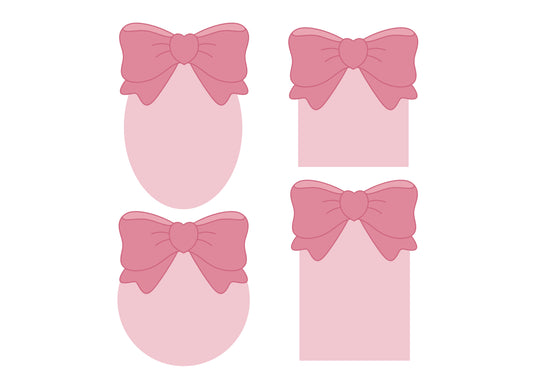 Oval, Square, Circle, or Rectangle with Big Bow Coquette Cookie Cutters