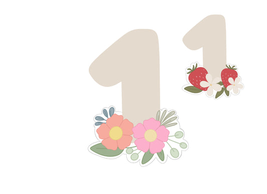 Floral Number 1 (strawberry 1) Cookie Cutter