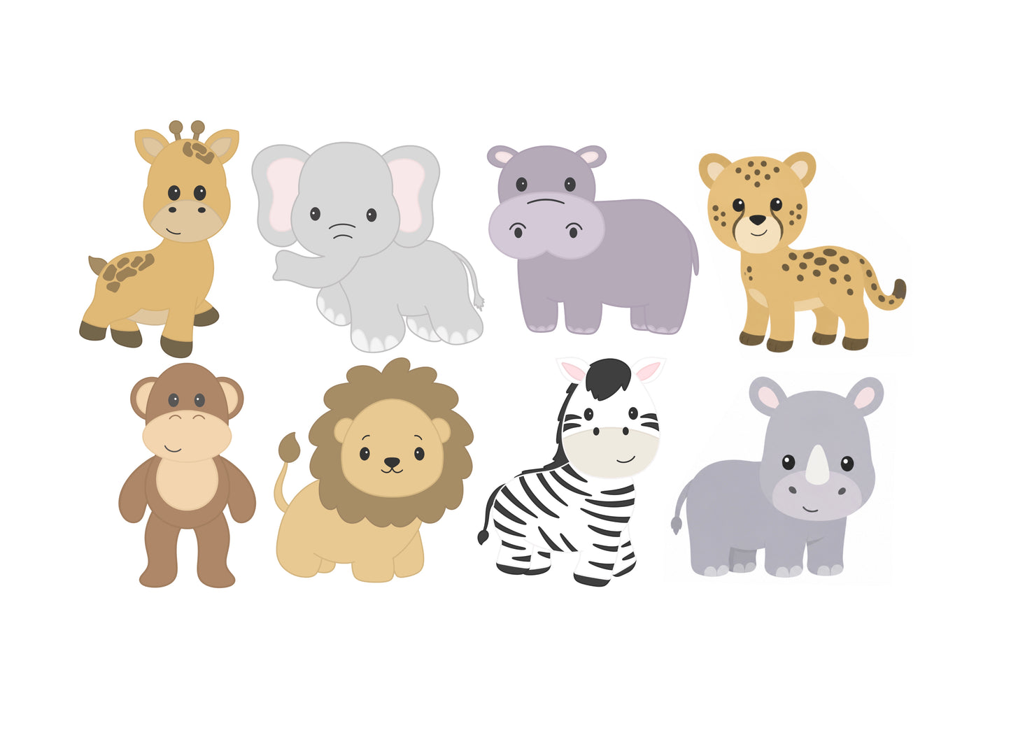 Giraffe, Elephant, Hippo, Cheetah, Monkey, Lion, Zebra, or Rhino Cookie Cutters