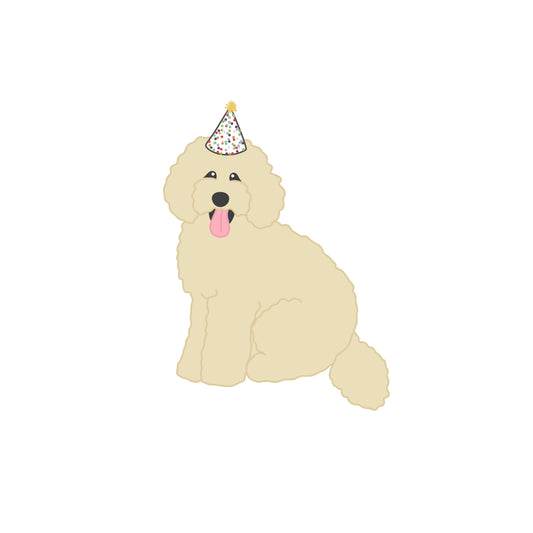 Golden Doodle with Party Hat Cookie Cutter