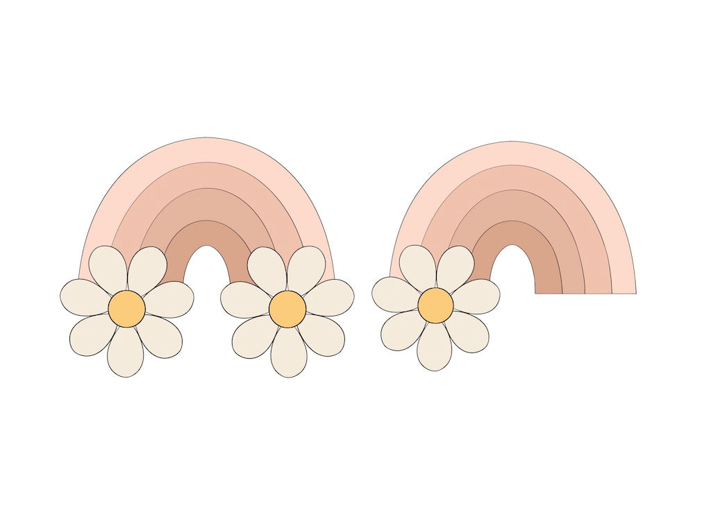 Rainbow with 2 Daisies or with 1 Daisy Cookie Cutters