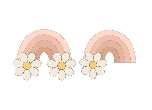 Rainbow with 2 Daisies or with 1 Daisy Cookie Cutters