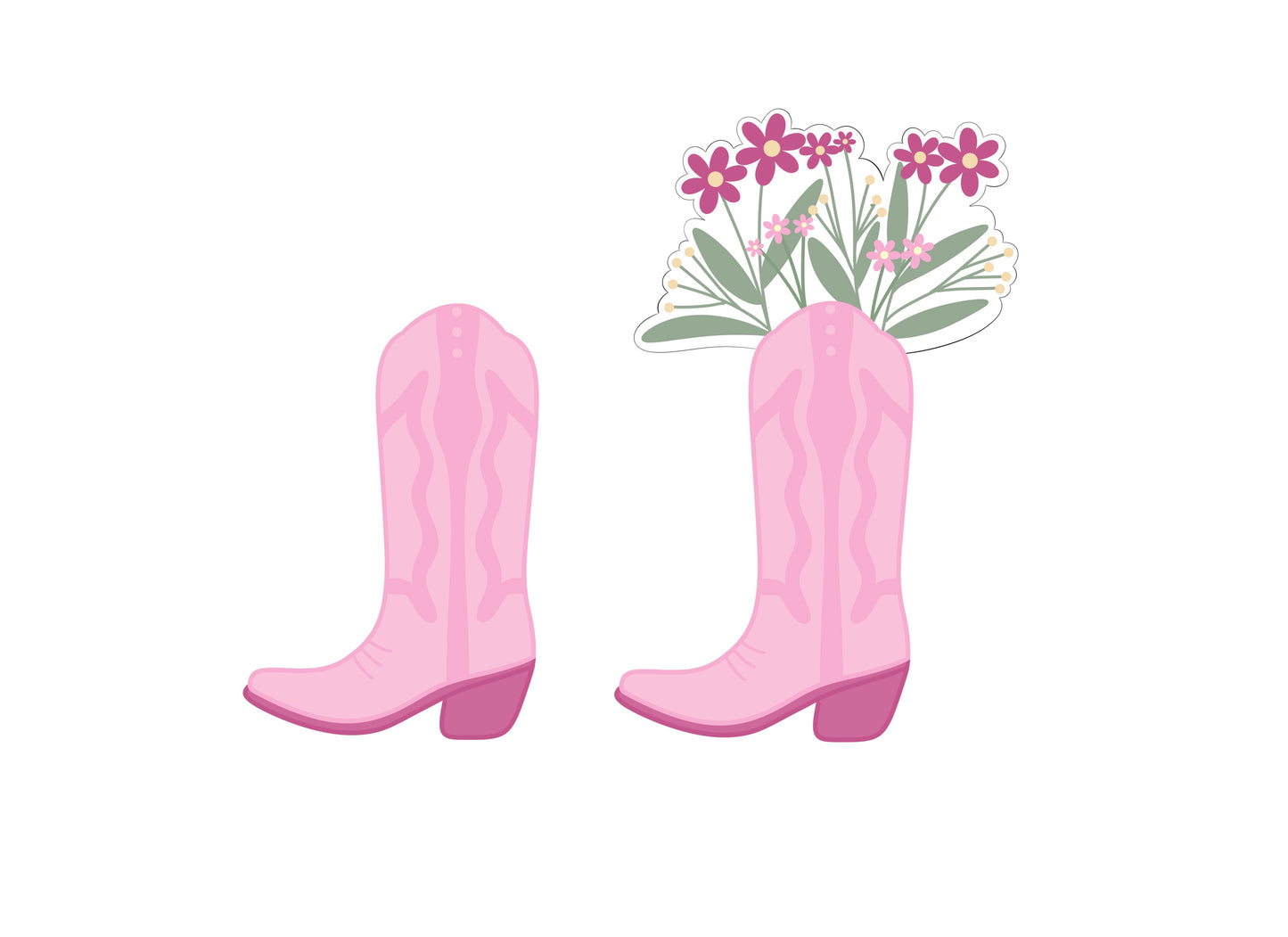 Cowgirl Boot or Cowgirl Boot with Flowers Cookie Cutters