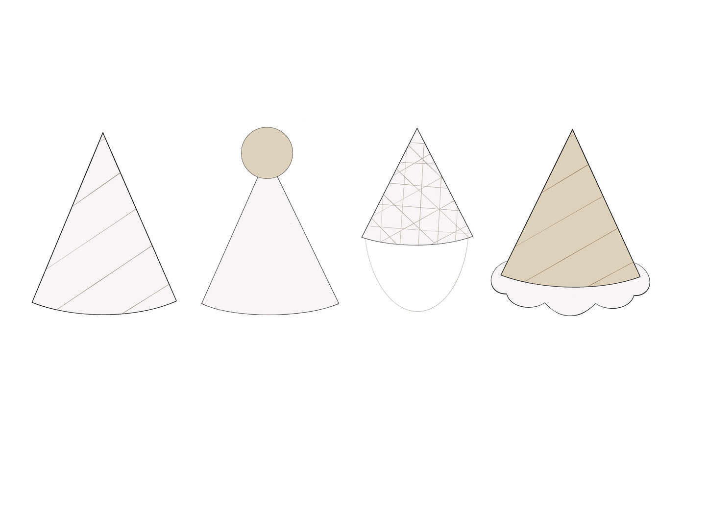 Party Hat, Party Hat with Pom Pom, Party Hat with String, Party Hat with Ruffle Cookie Cutters