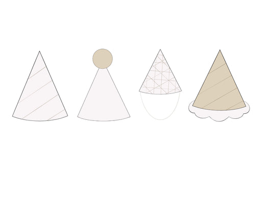 Party Hat, Party Hat with Pom Pom, Party Hat with String, Party Hat with Ruffle Cookie Cutters