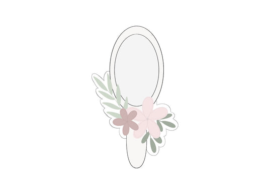 Floral Hand Mirror Cookie Cutter