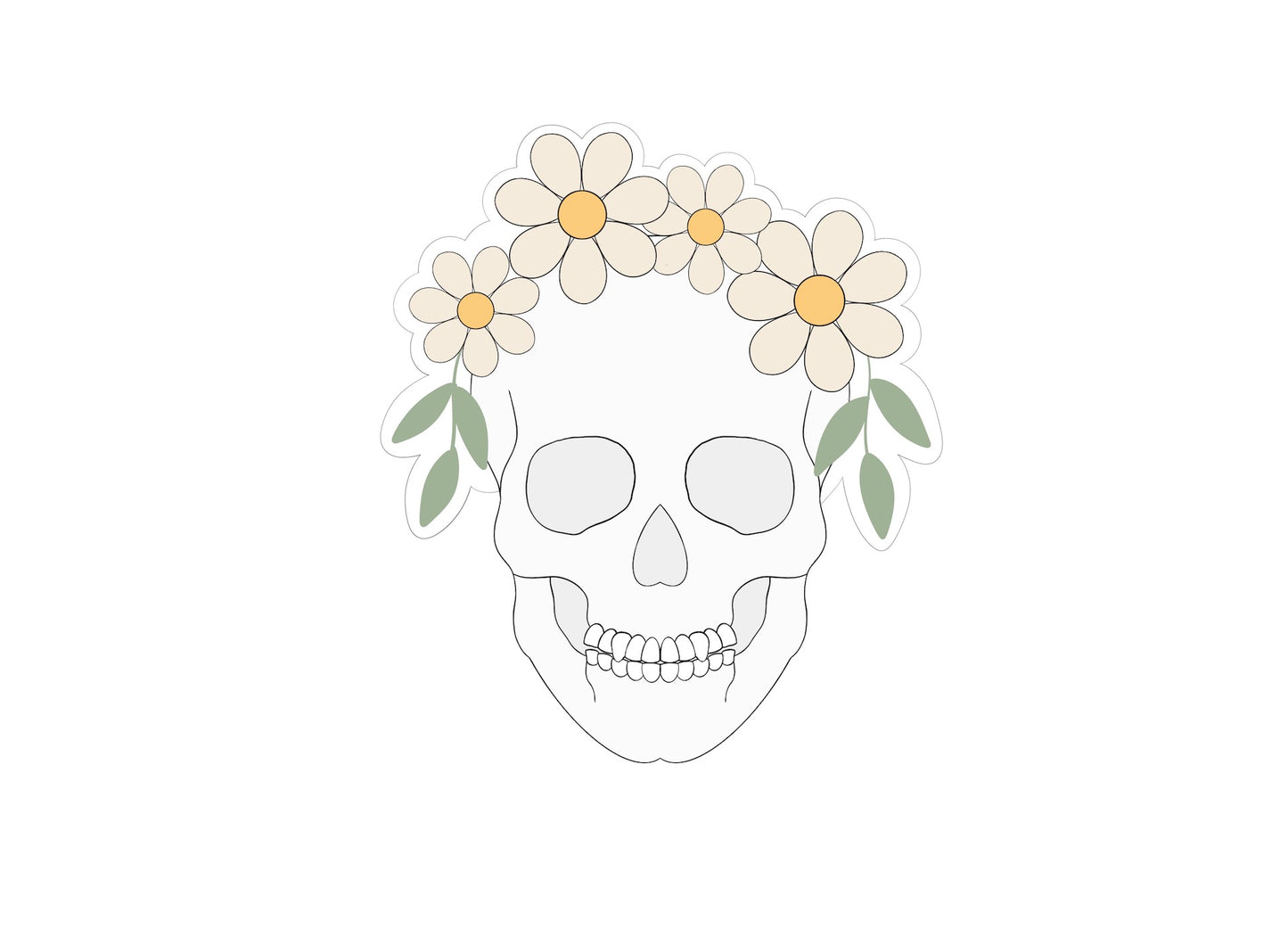 Skull with Daisies Cookie Cutter