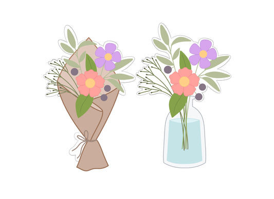 Flower Bouquet Wrapped or In Jar Cookie Cutters