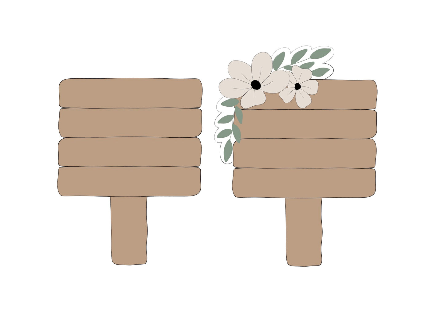 Wood Sign and Wood Sign with Flower Cookie Cutters