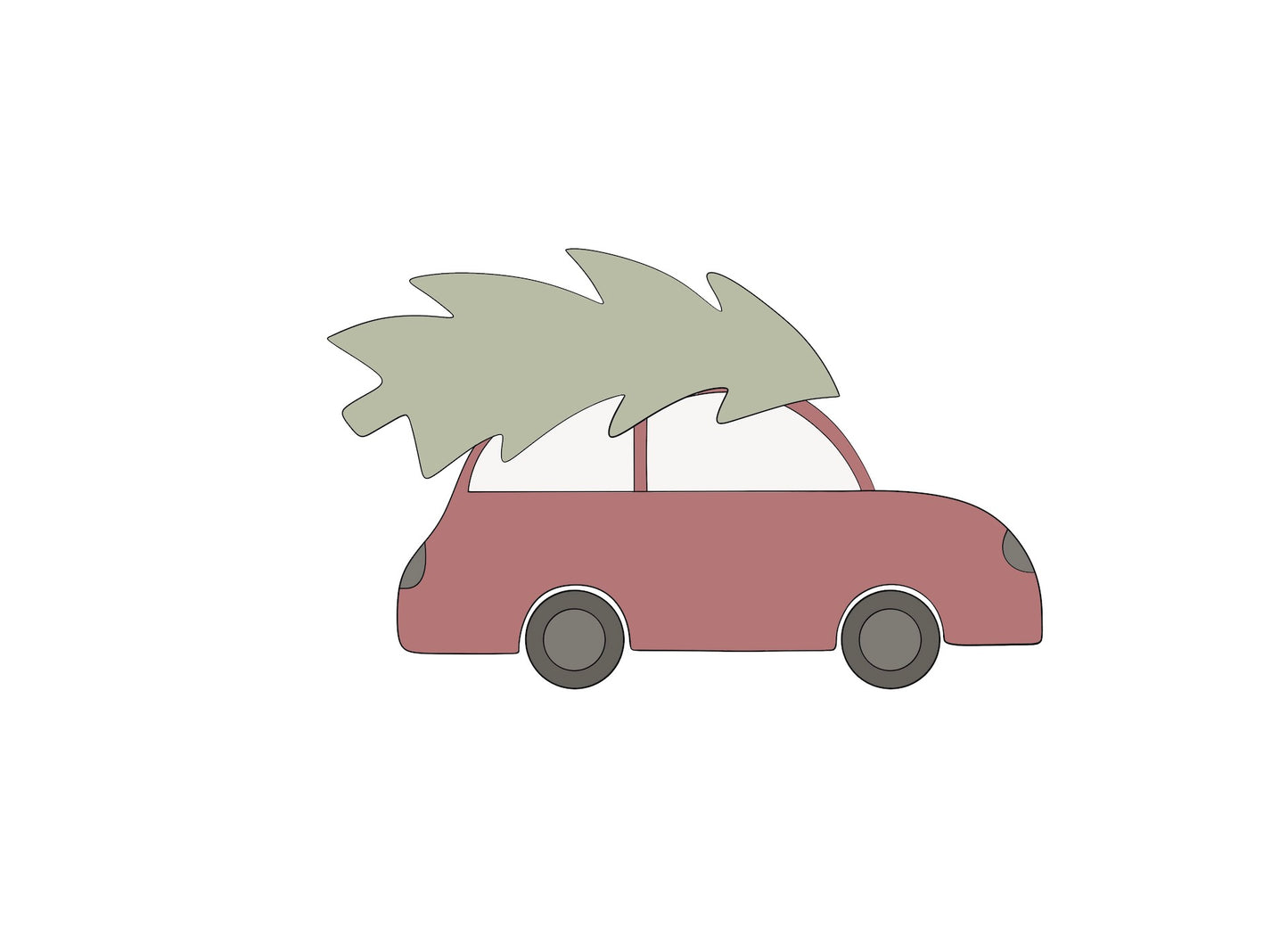 Car with Christmas Tree Cookie Cutter