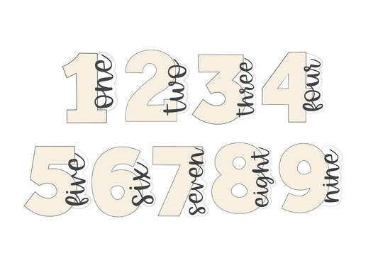 Numbers 1-9 with font Cookie Cutters