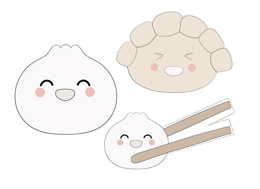 Dumpling 1, Dumpling 2, or Dumpling with Chopsticks Cookie Cutters