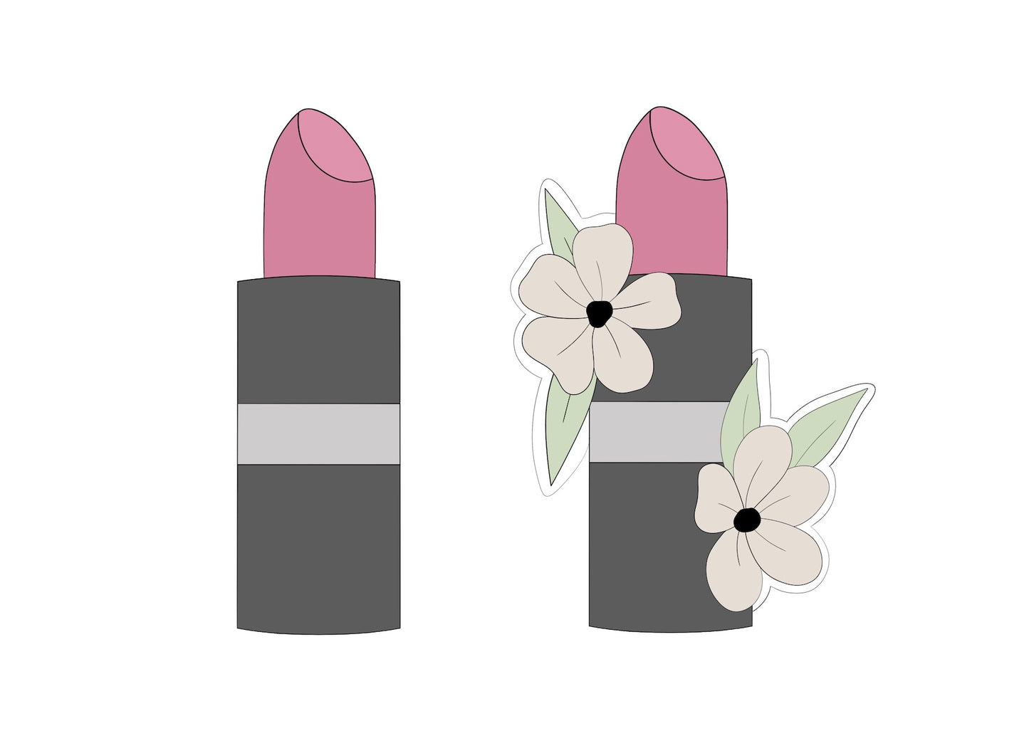 Lipstick or Lipstick with Flowers Cookie Cutters