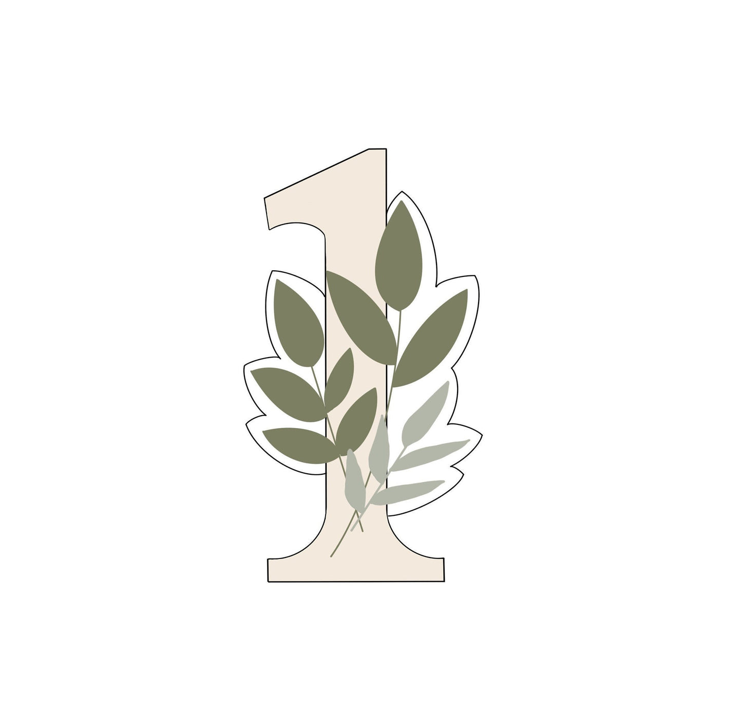 Greenery Number 1 Cookie Cutter