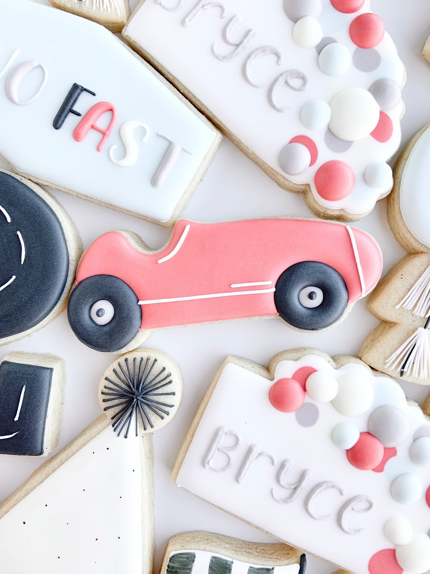 Flag with Streamers, Race Car, Medal, Tire, Trophy, or Double Flag Cookie Cutters