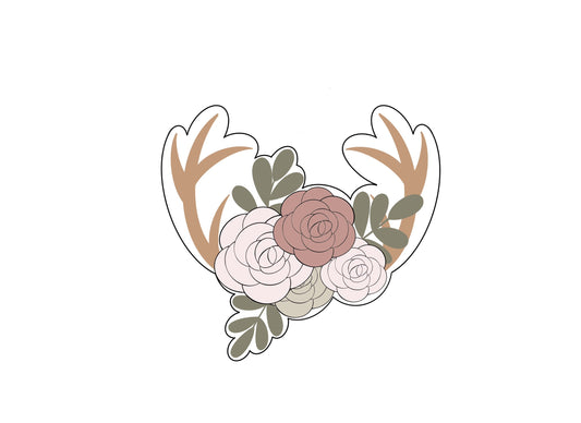 Floral Boho Antlers Cookie Cutter