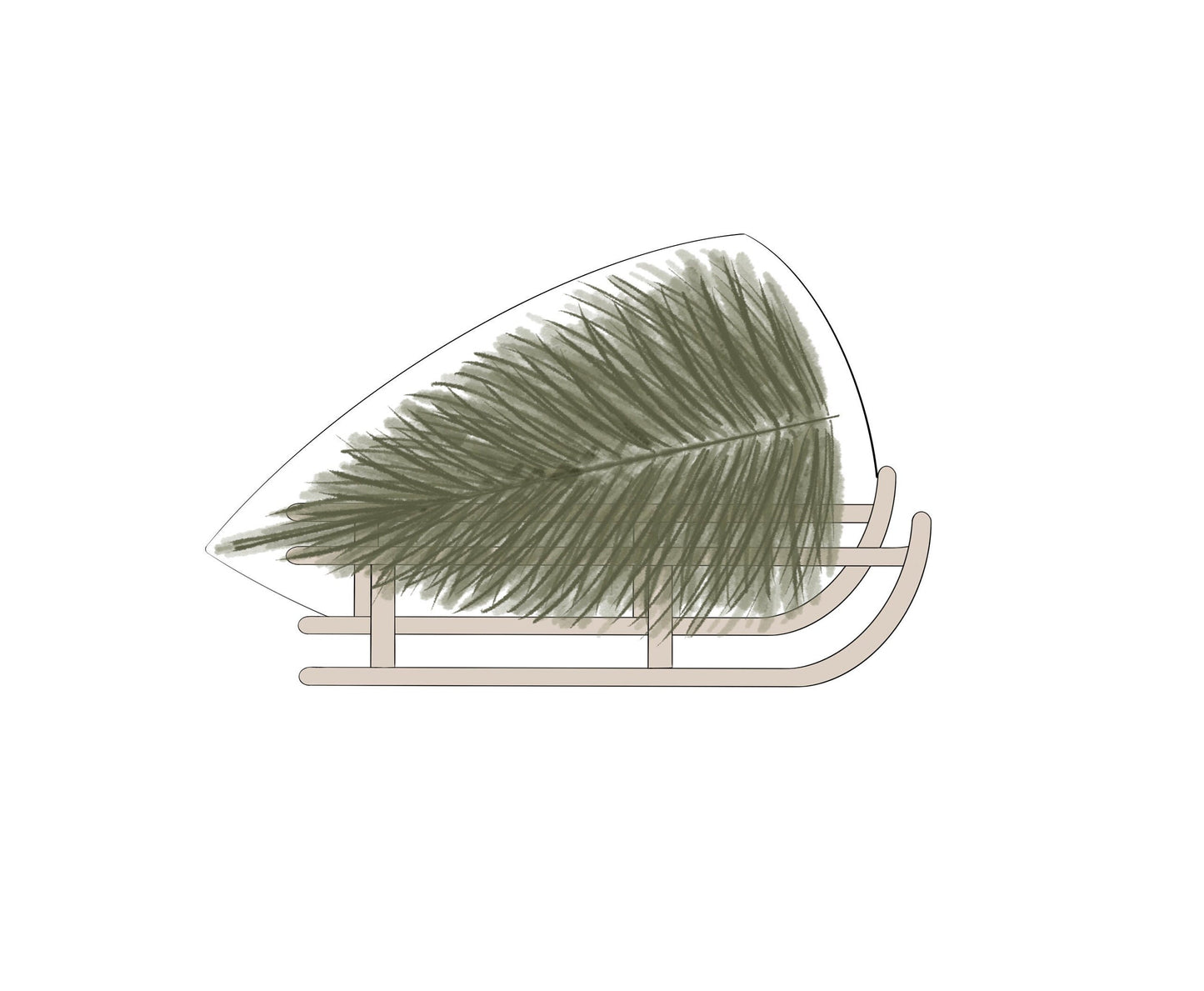 Tree on Sled Cookie Cutter