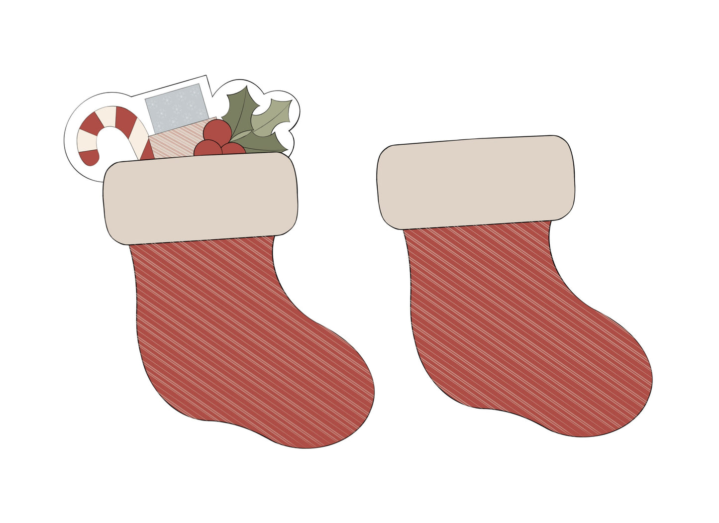 Stocking with or without Presents Cookie Cutters