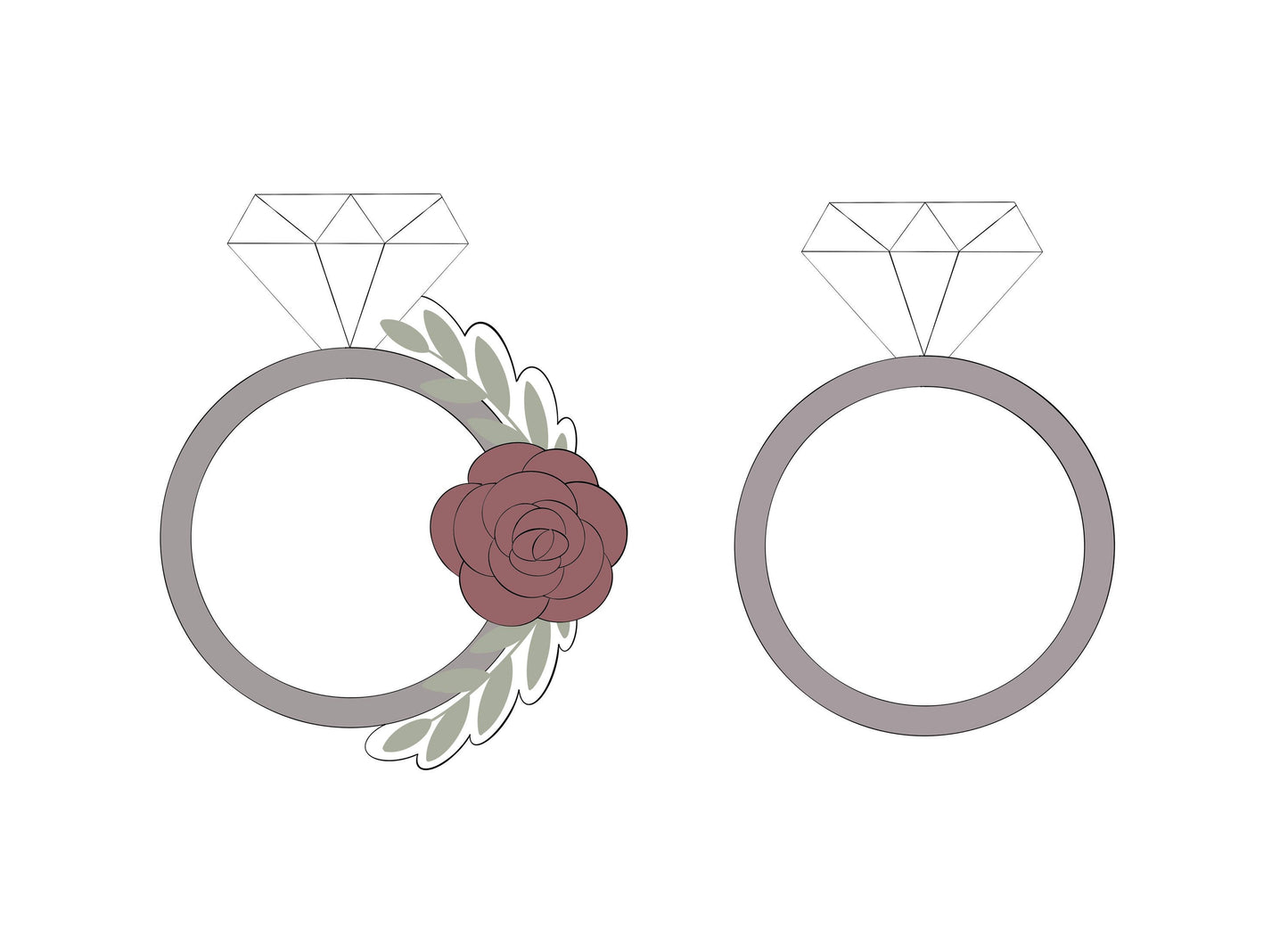 Wedding Ring with or without Flowers Cookie Cutters