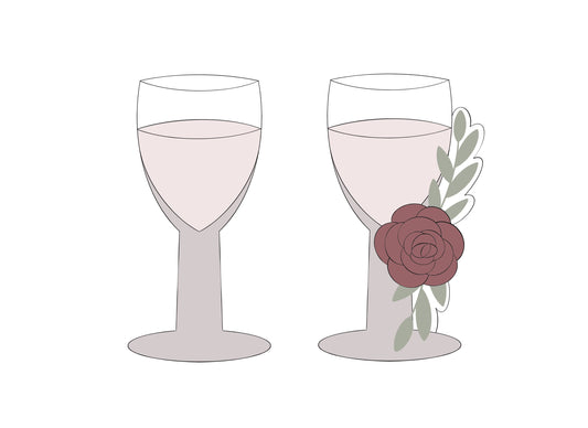 Champagne Glass with or without Flowers Cookie Cutters
