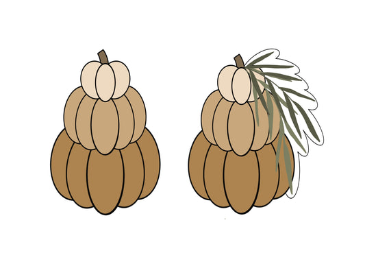 Stack of 3 Pumpkins with or without Leaves Cookie Cutters