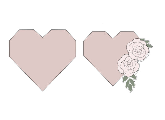 Geometric Heart with or without Florals Cookie Cutters