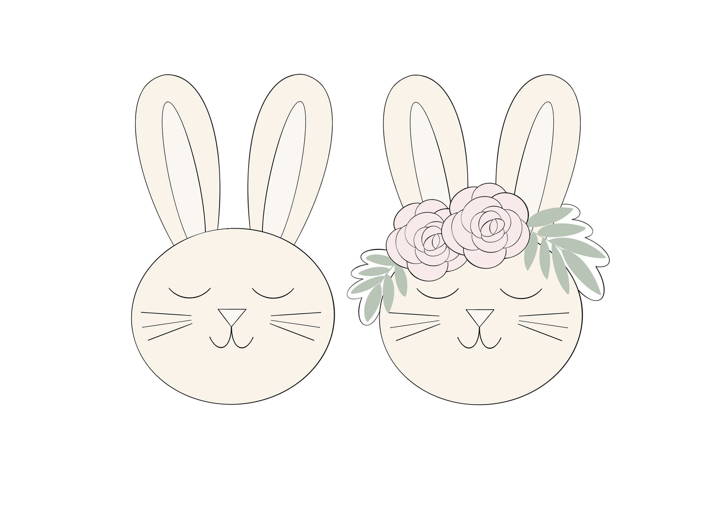 Bunny Head with or without Flowers Cookie Cutters
