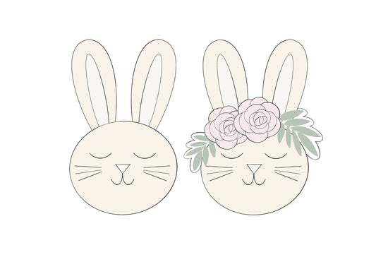 Bunny Head with or without Flowers Cookie Cutters