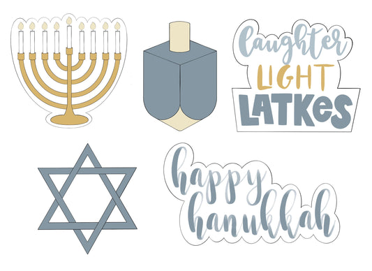 Menorah, Dreidel, Latkes Plaque, Star, or Happy Hanukkah Plaque Cookie Cutters