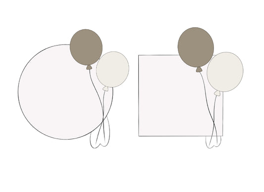 Circle or Square with Balloons Cookie Cutters